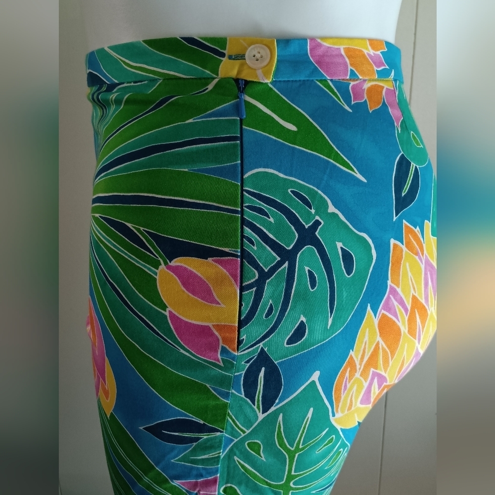 Lauren Ralph Lauren Tropical Print Ankle Pants Side Zip Colorful Sz 10 - Picture 4 of 15
